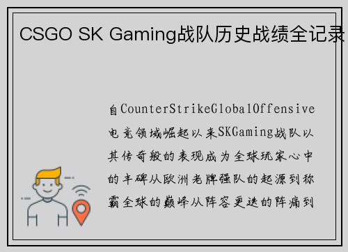 CSGO SK Gaming战队历史战绩全记录